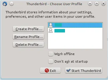 Thunderbird Profile Chooser Linux