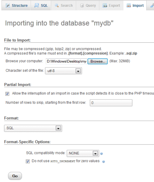 Phpmyadmin Import Database To Restore