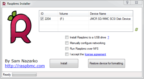 Raspbmc Windows Installer