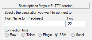 Putty Connection Settings