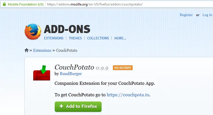 Couchpotato Firefox Addon Ft | Smarthomebeginner