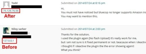 Wordpress Comments Ip Address - Before And After
