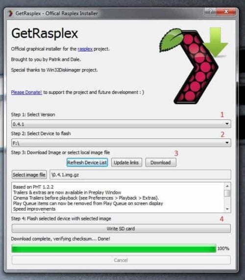Install Rasplex - Create Disk Image