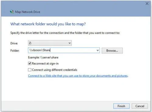 Windows Map Vbox Shared Folder