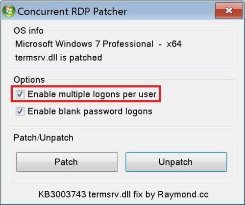 Windows Concurrent Remote Desktop Patcher