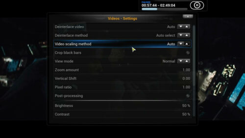 Kodi Video Config In-Playback Menu