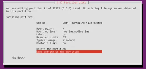 Ubuntu 16.04 Server - Setup Root Partition
