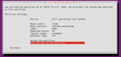 Ubuntu Server 16.04 - Setup Home Partition