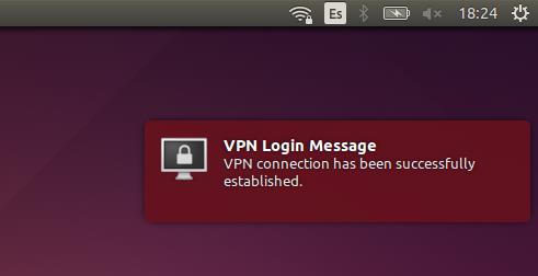 Vpn Ubuntu Successful Connection Notification.