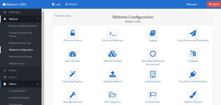 Webmin Bootstrap Theme Webmin Configuration