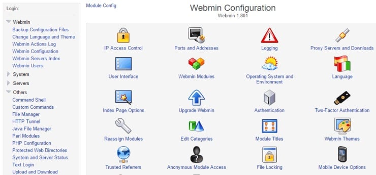 Webmin Default Theme Webmin Configuration