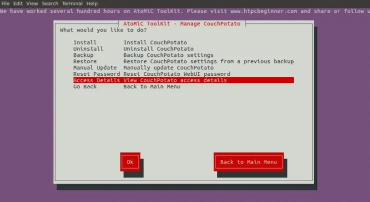 Couchpotato Installation Ubuntu Server Access Details