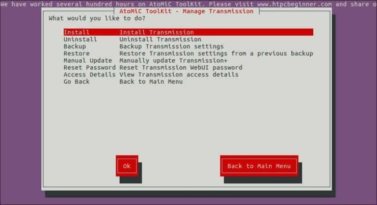 Transmission Installation On Ubuntu Start