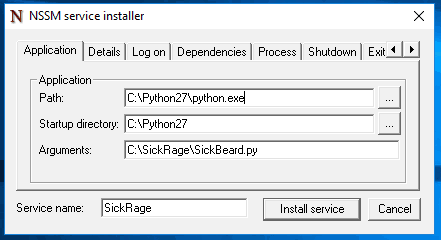 Windows Sickrage Installation Nssm