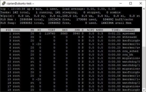 Top Command Showing The Tasks Running On The Machine - Raspberry Pi Ssh Commands