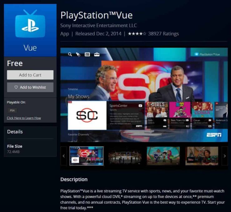 Playstation™Vue On Ps4 - Playstation 4 Streaming Apps