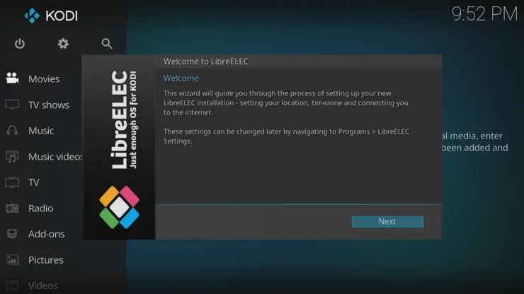 Welcome To Libreelec Screen