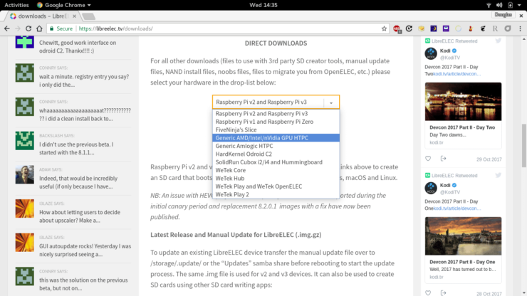 Libreelec Direct Downloads Dropdown Menu Displays Files - How To Create A Libreelec Live Usb