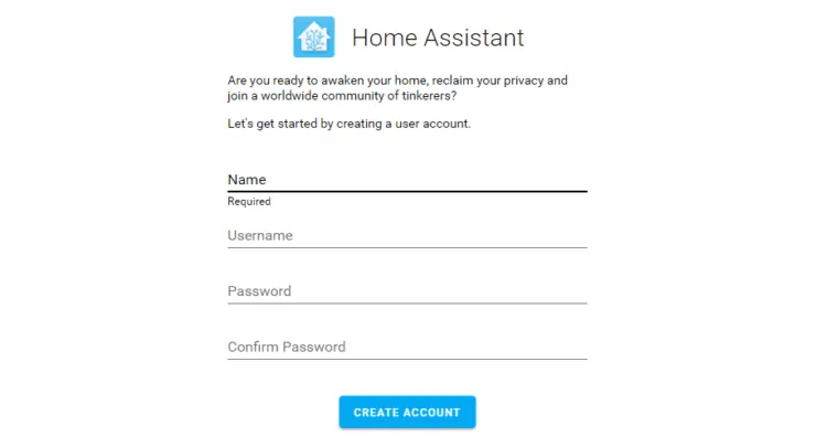 Create Home Assistant Account
