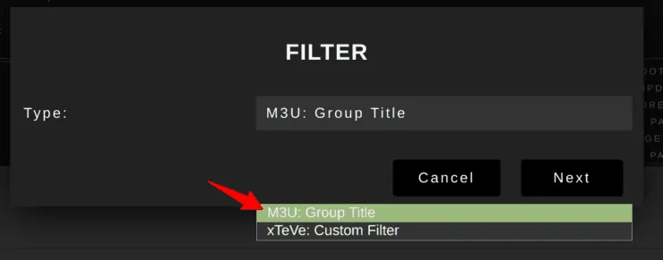 Xteve Filter Options