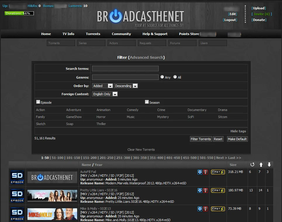Broadcastthenet Torrent Tracker Home Page