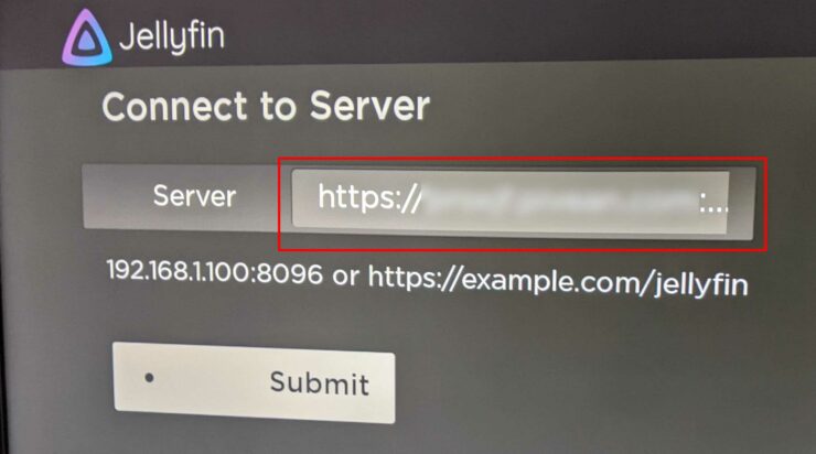 Enter Jellyfin Server Address 