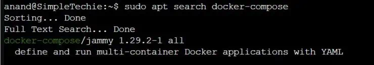 Verion Of Docker Compose In Ubuntu Jammy Repo