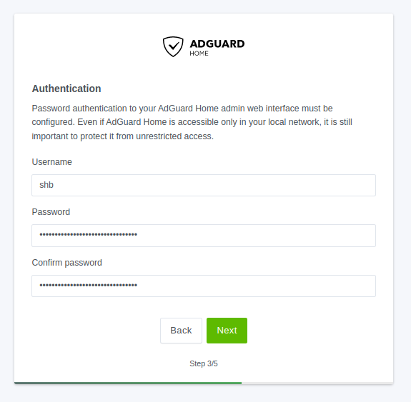 Adguard Home Admin Account
