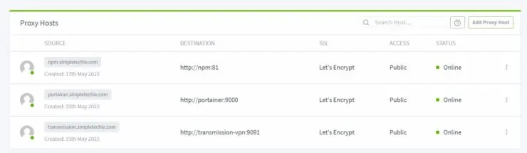 Example Proxy Hosts On Nginx Proxy Manager