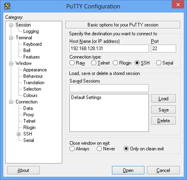 Putty Screenshot From Windows 10 Client Machine Is Displayed