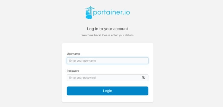 Portainer Docker Compose Setup - Login Page