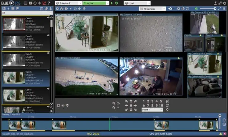 Screenshot Of Blue Iris Showing Multiple Cameras