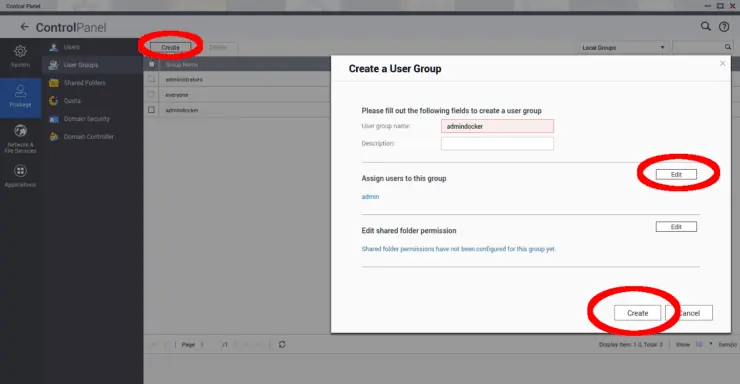 Create Group For Docker Containers On Qnap