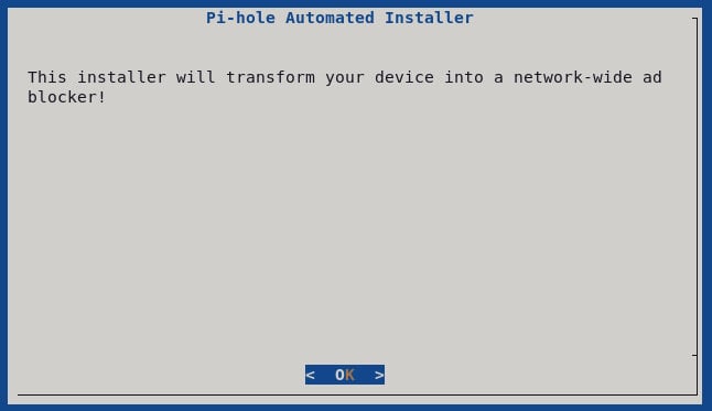 Pi-Hole Automated Installer Start Screen Is Displayed Here