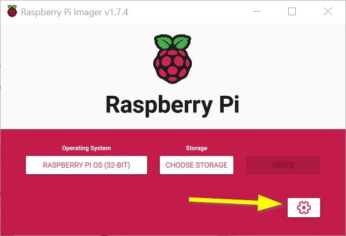 Advanced Settings Option In Raspberry Pi Imager On Windows 