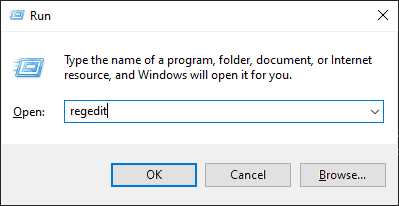 Entering The “Regedit” Command In The Run Dialog Box