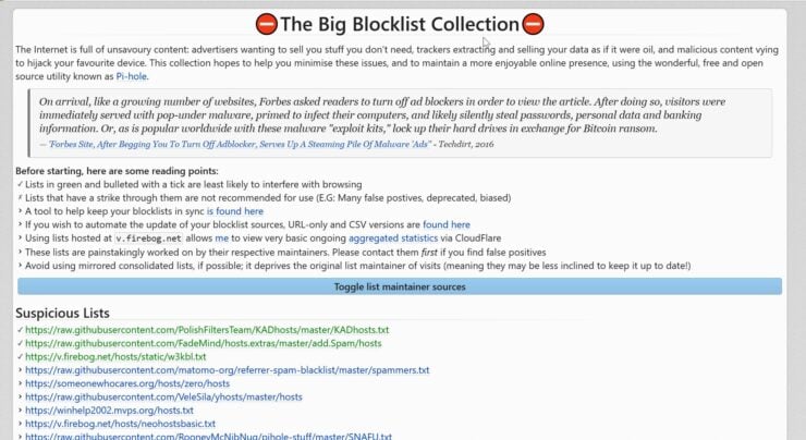 The Big Blocklist Collection For Pi-Hole