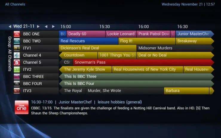 Mediaportal Epg With Color-Coded Genres