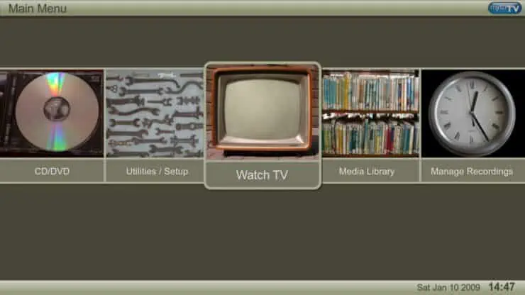 Mythtv Menu Screen And Watch Tv Selection