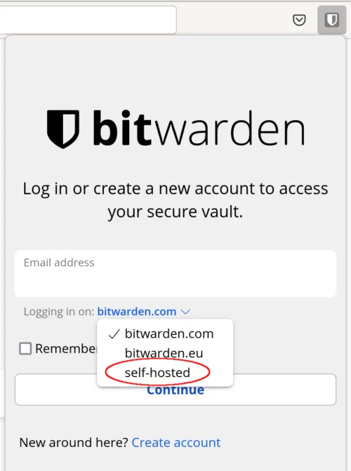 Bitwarden Client Server Selection