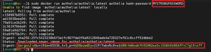Authelia Hashed Password