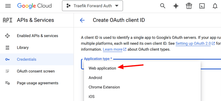 Oauth Client Id - Application Type (Web)